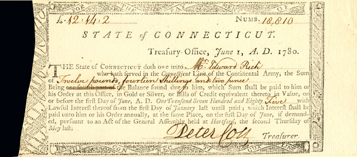 State of Connecticut - signed by Peter Colt